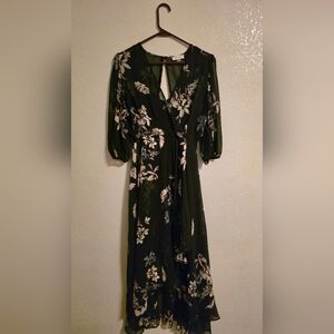 Calvin Klein Black Floral High Low Dress